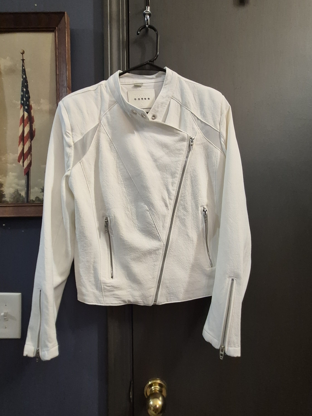 Blank NYC White Asymmetric Leather Moto Jacket